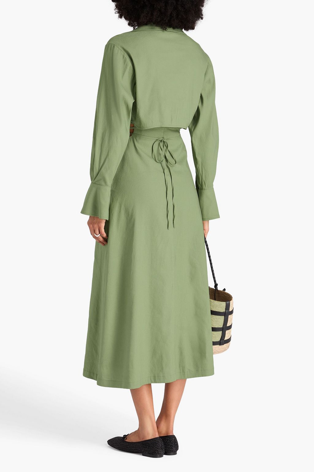 SIMKHAI Giulia convertible wrap-effect cutout linen-blend midi dress