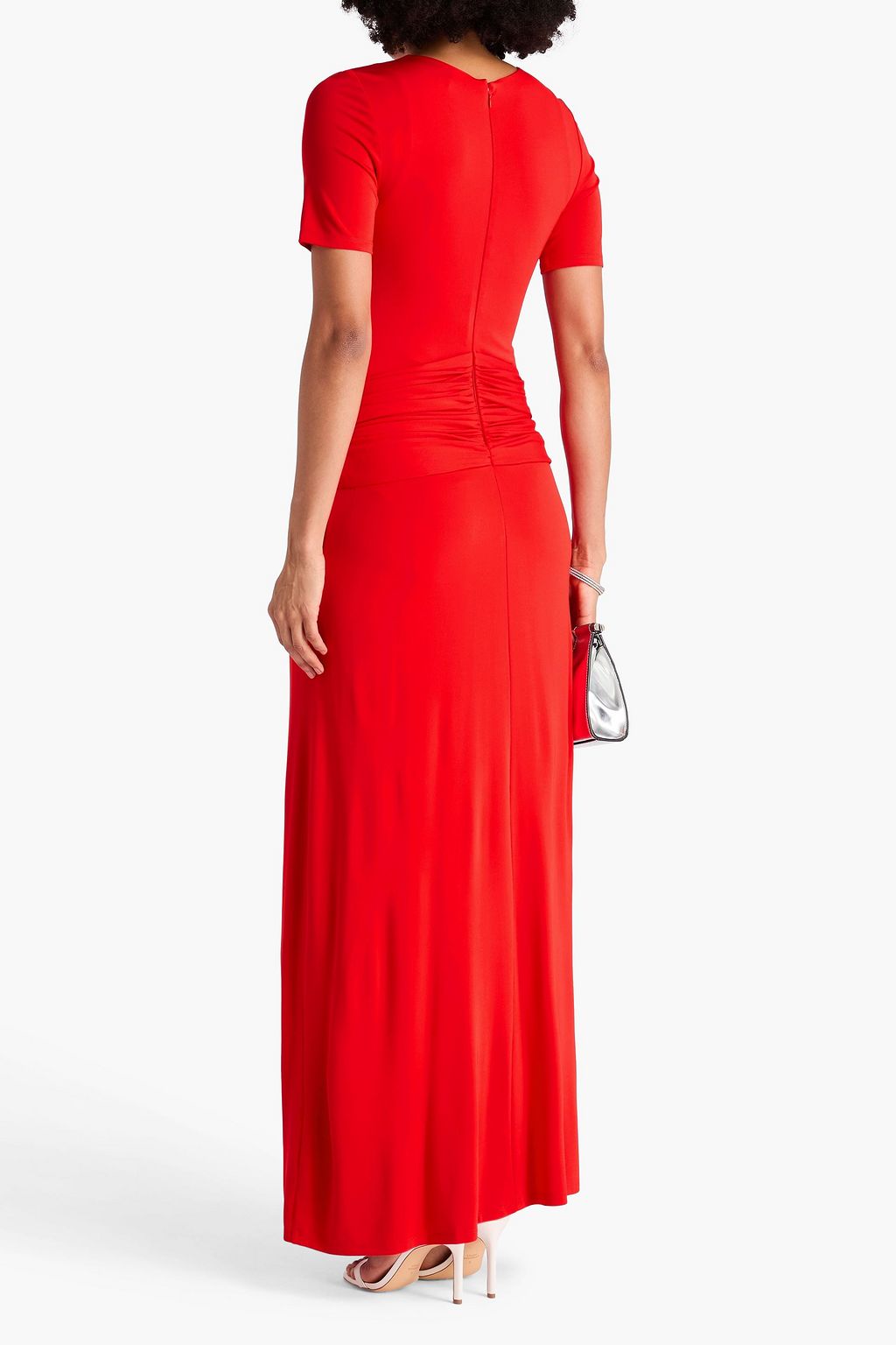 SIMKHAI Drapiertes Maxikleid „Nalani“ aus Stretch-Jersey mit Bindedetail vorne