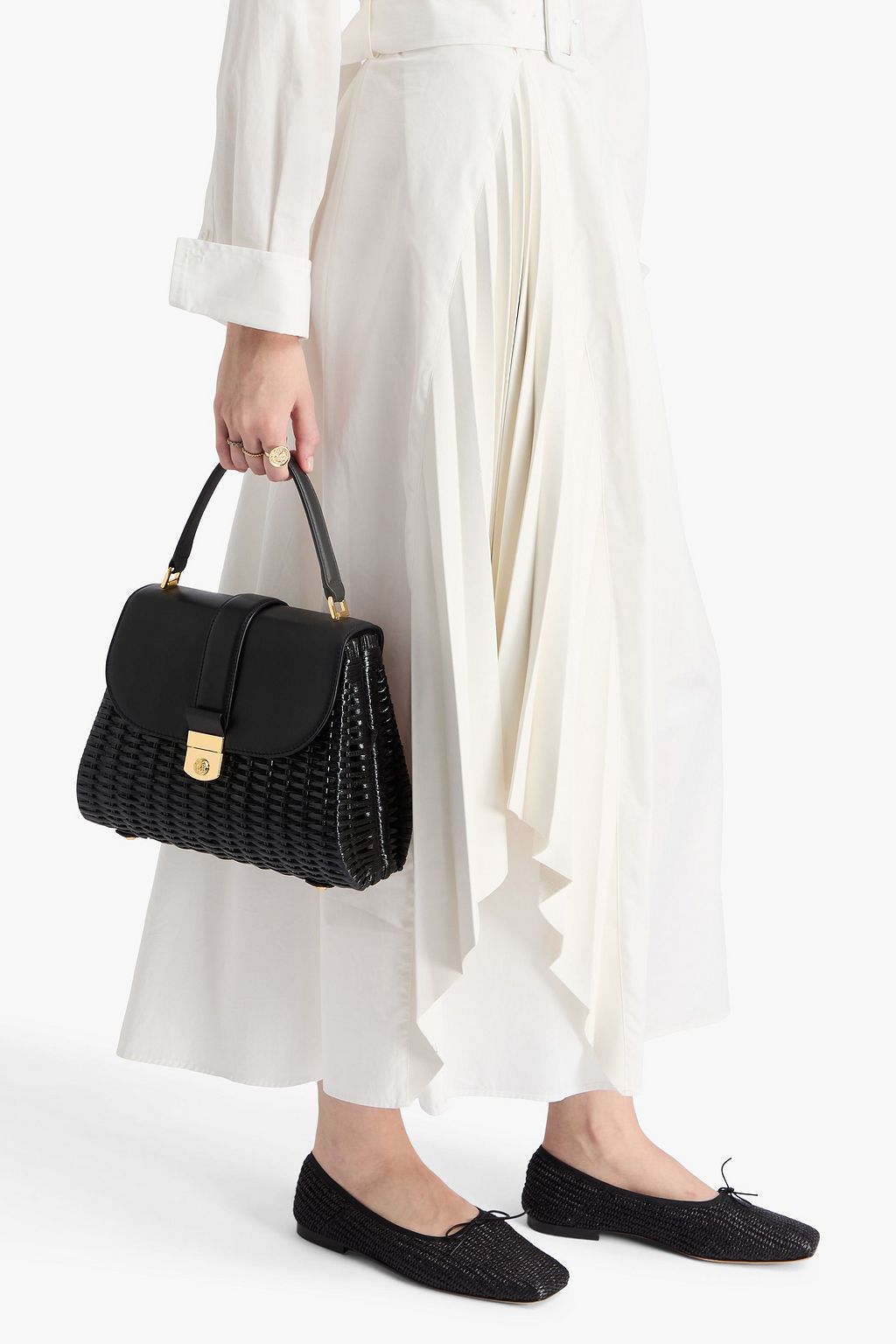 VERONICA BEARD The Crest leather and rattan tote