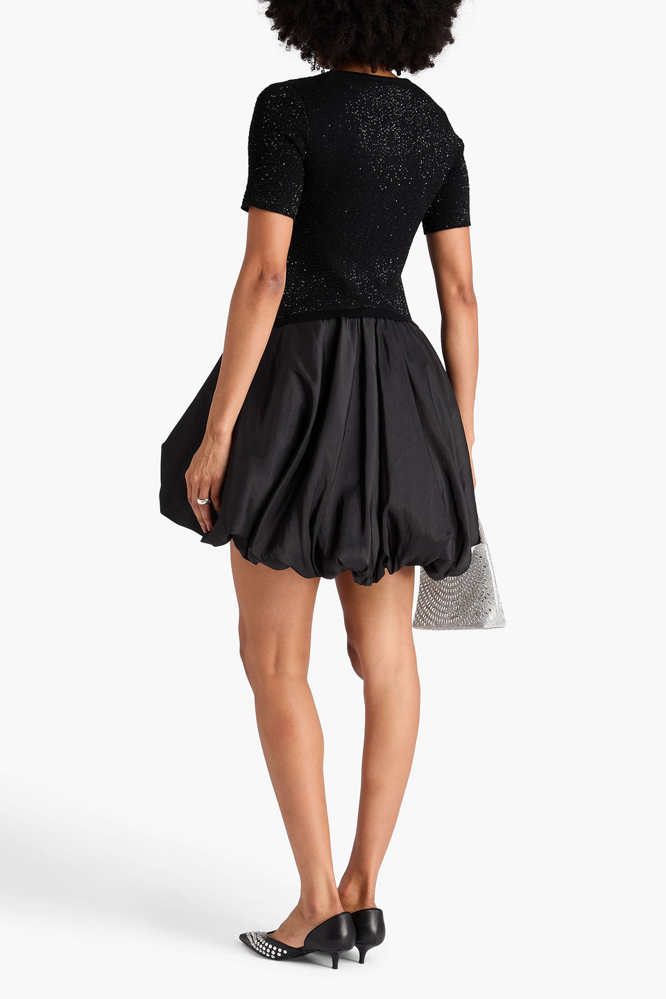 Simkhai Kenz Sequin-embellished Taffeta Mini Dress In Black