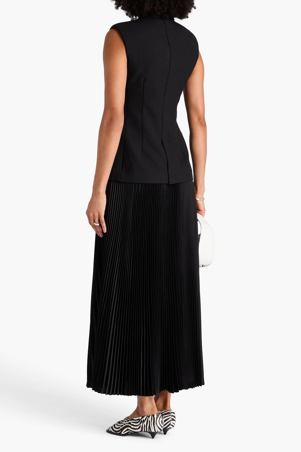 SIMKHAI Georgina layered satin and twill midi dress