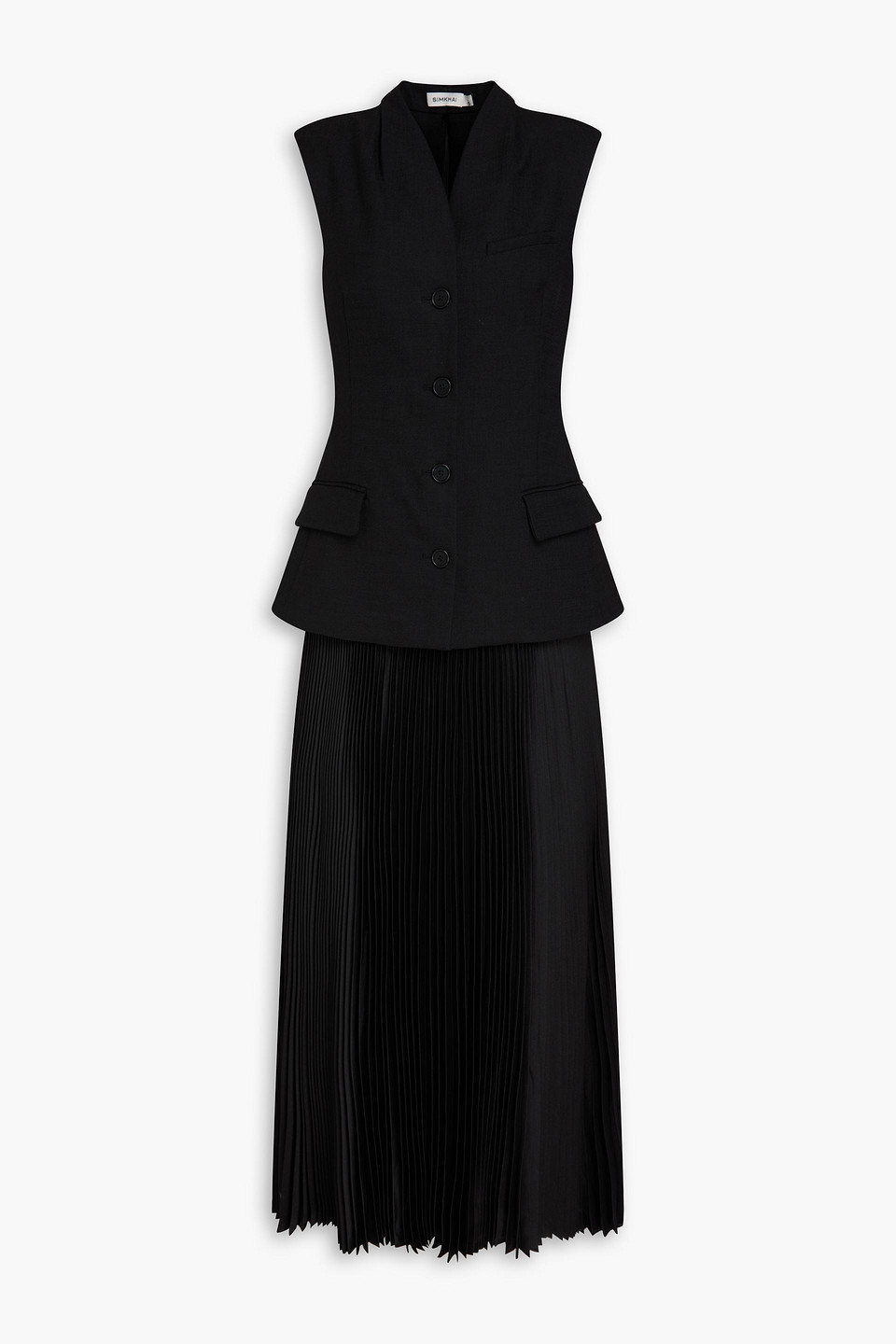 Simkhai Georgina Layered Satin And Twill Midi Dress In Black