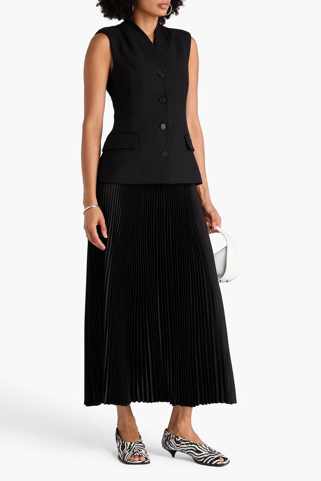 SIMKHAI Georgina layered satin and twill midi dress
