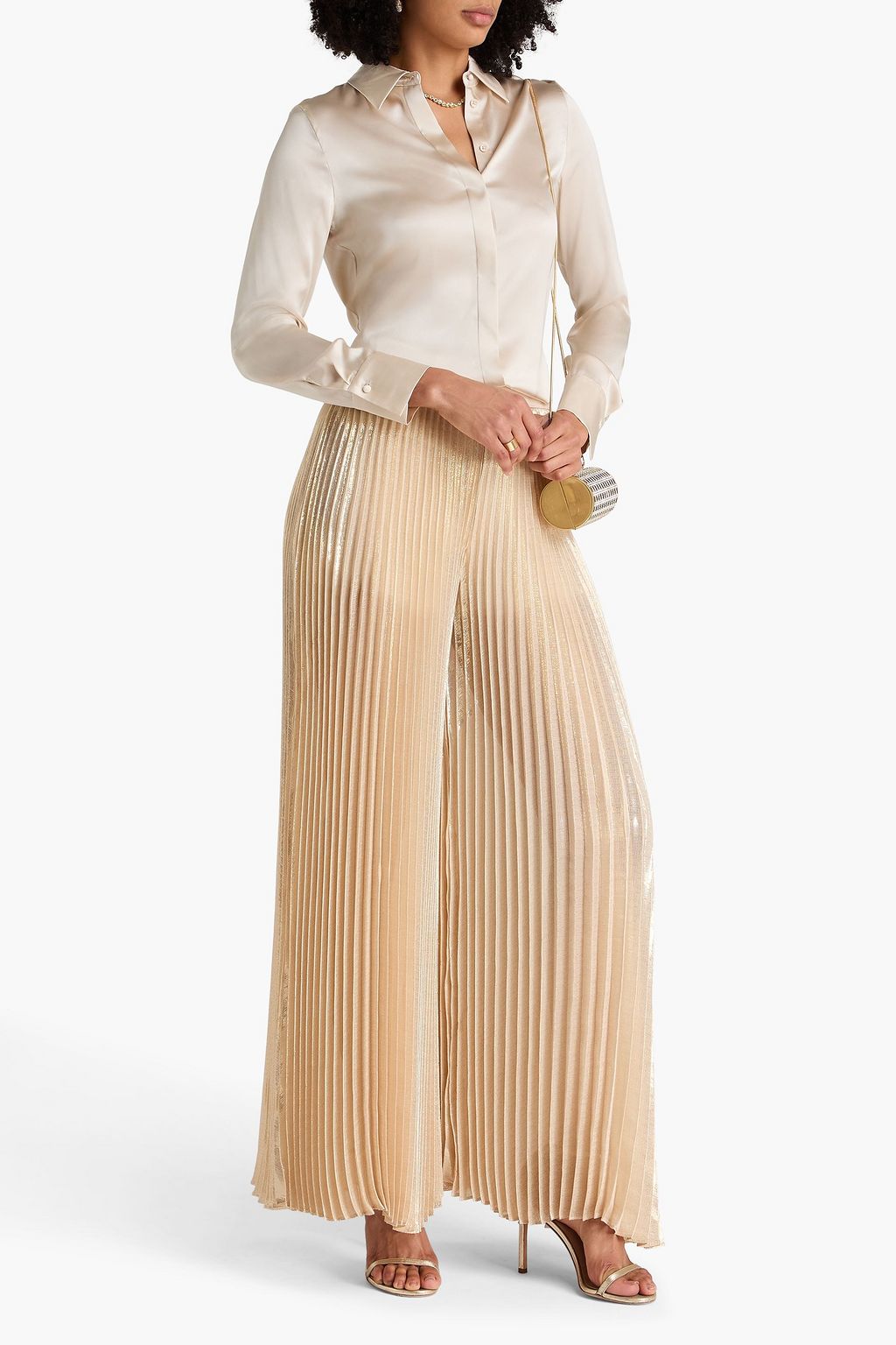 ALICE + OLIVIA Stretch-silk charmeuse shirt