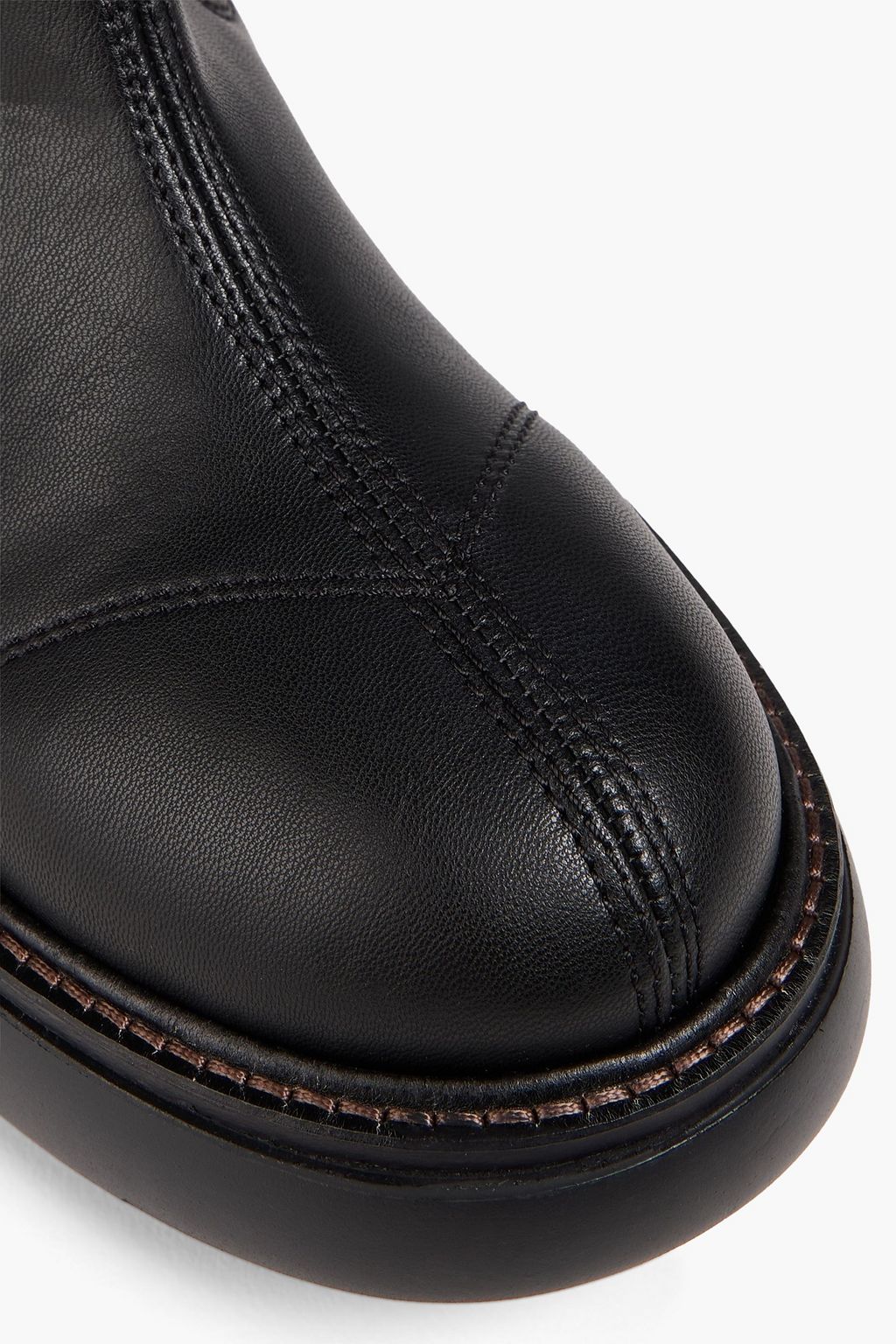 GANNI Leather-blend knee boots