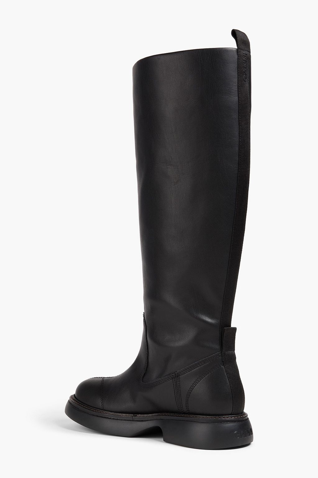GANNI Leather-blend knee boots