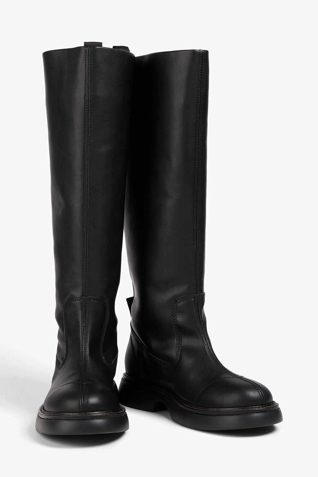 GANNI Leather-blend knee boots