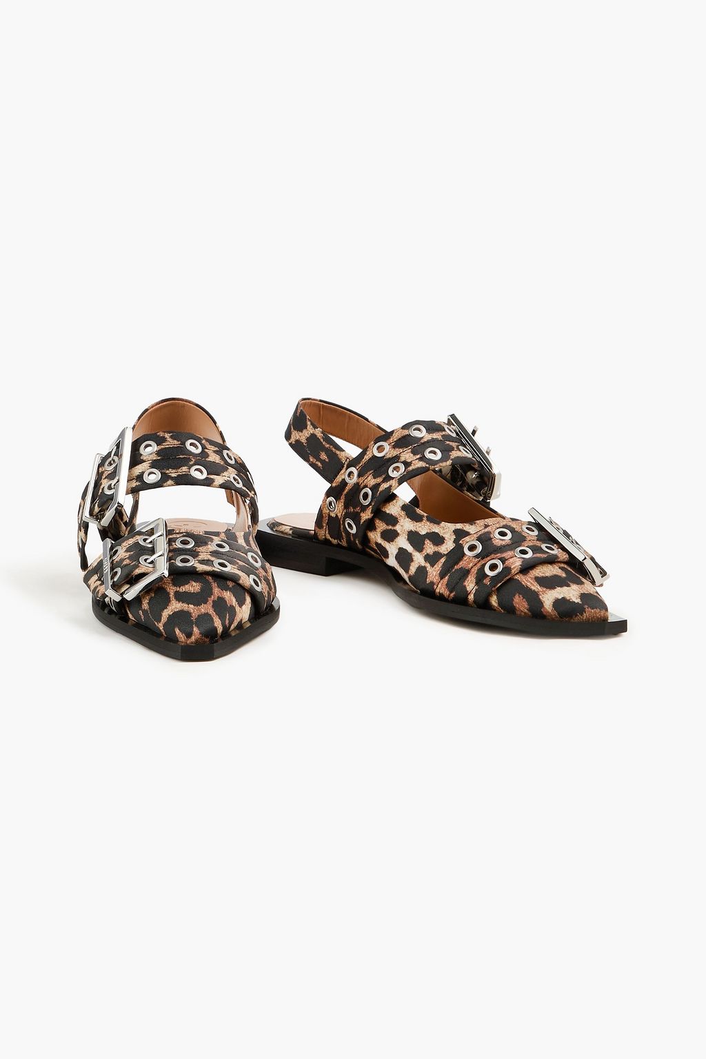 GANNI Flache Slingback-Schuhe mit Leopardenprint