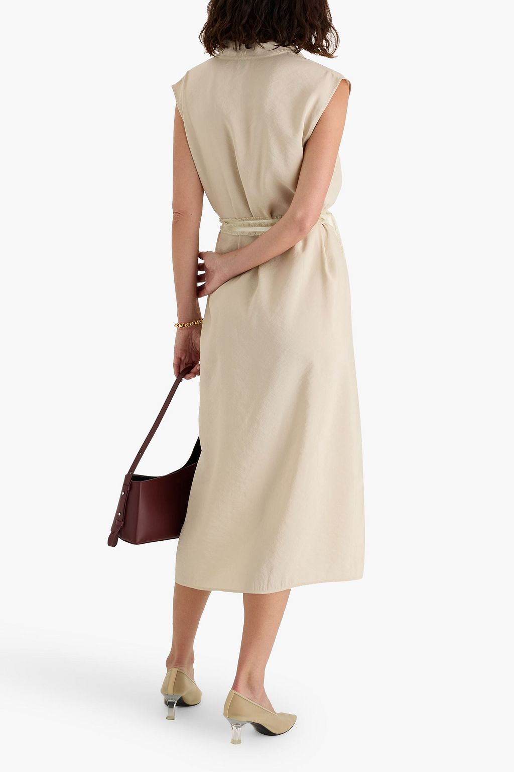 TOTEME Draped frayed crepe midi dress