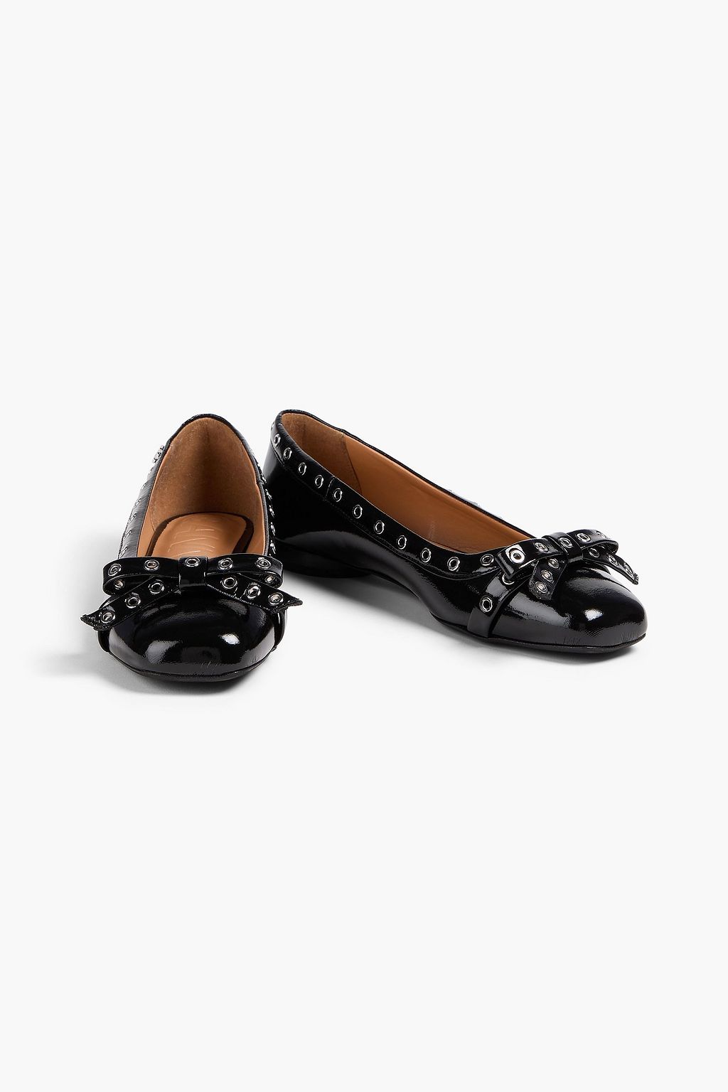GANNI Glänzende Ballerinas mit Ösenverzierung