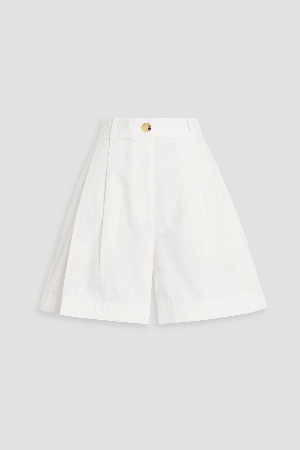 Totême Pleated Cotton-poplin Shorts In White