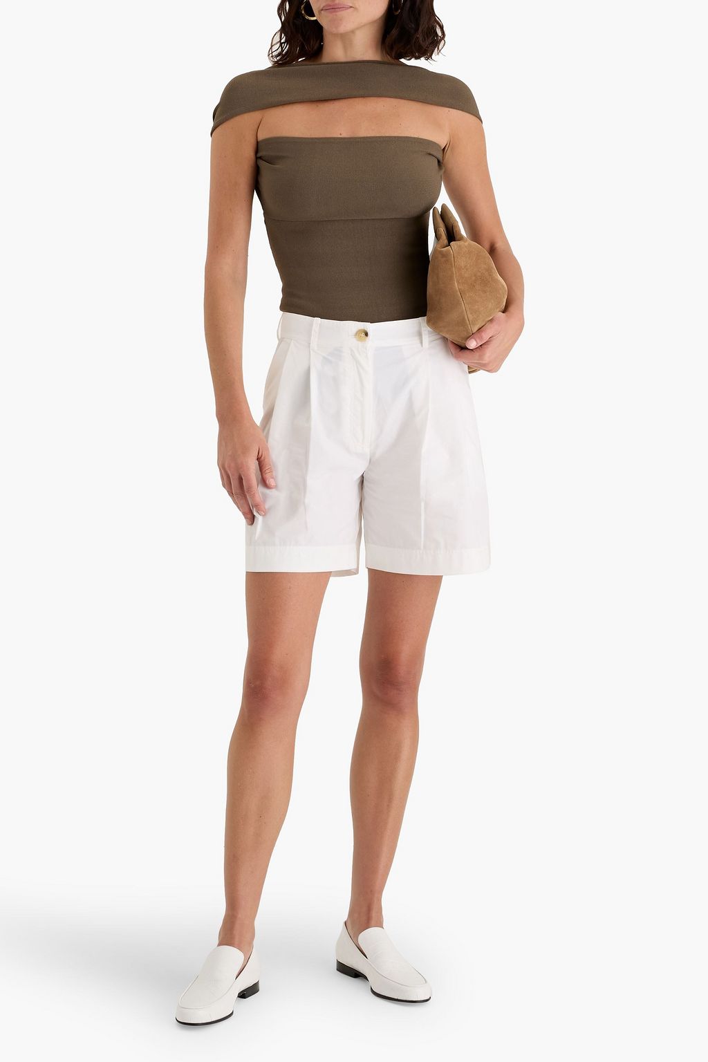 TOTEME Pleated cotton-poplin shorts