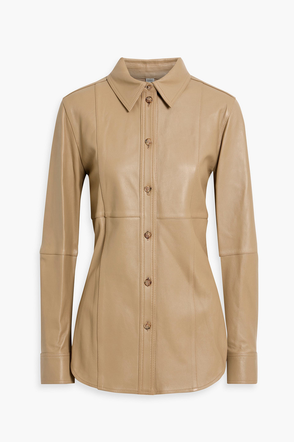Totême Leather Shirt In Brown