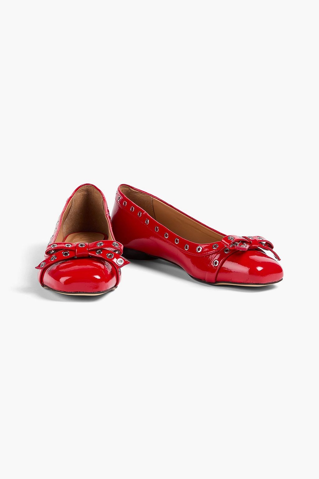 GANNI Glänzende Ballerinas mit Ösenverzierung