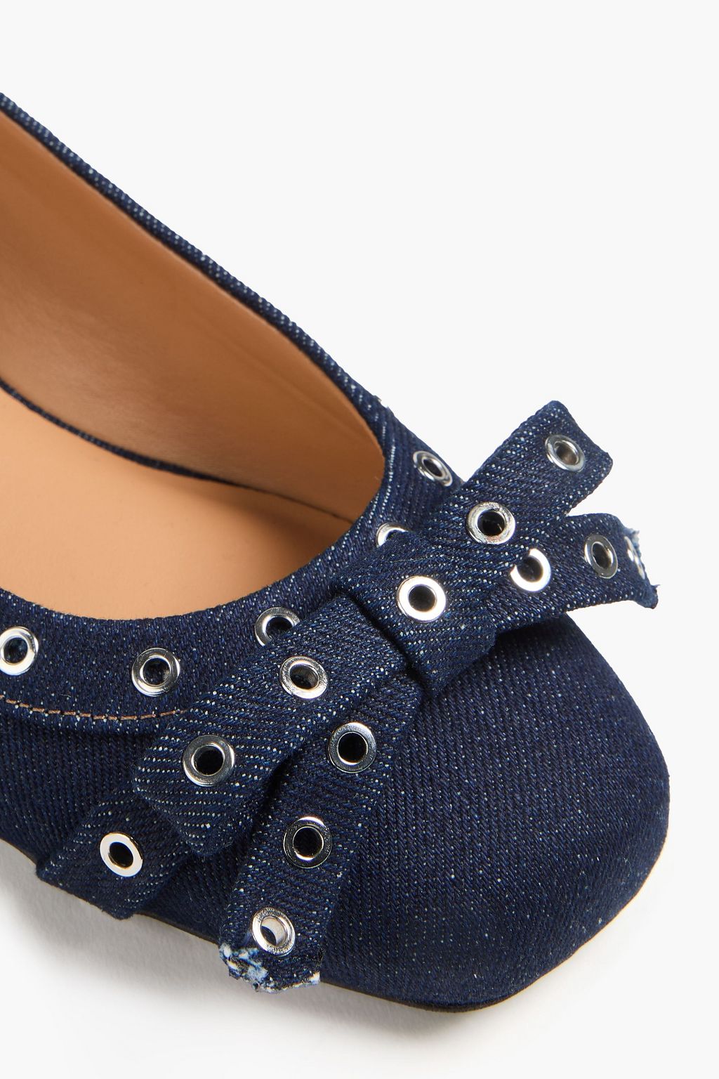 GANNI Ballerinas aus Denim mit Ösenverzierung