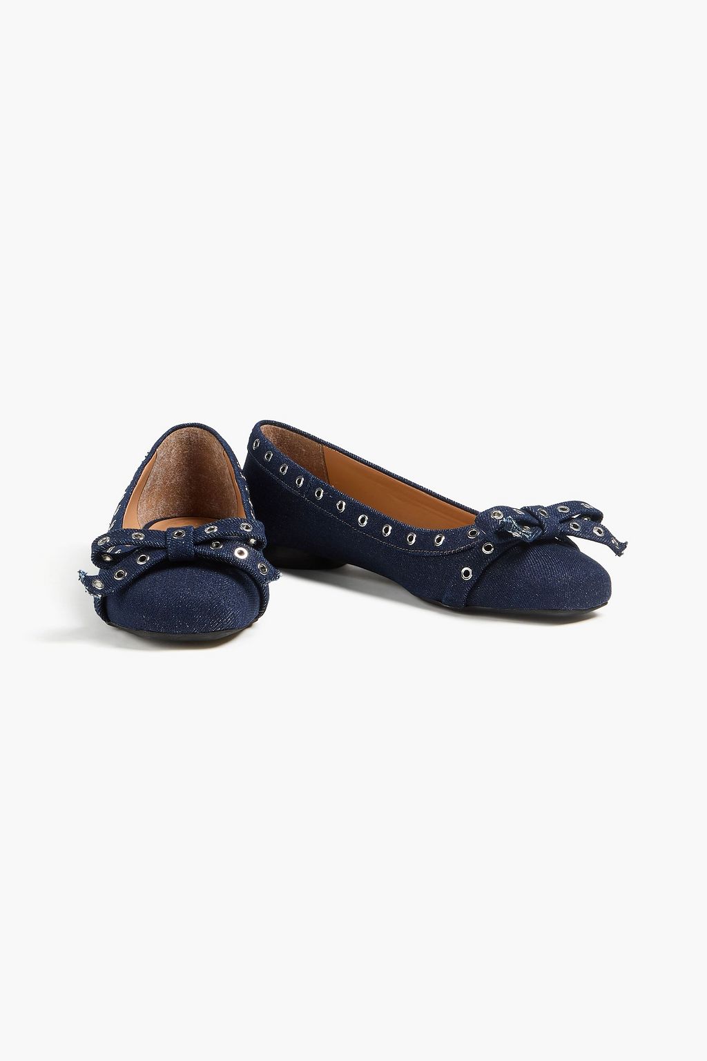 GANNI Ballerinas aus Denim mit Ösenverzierung