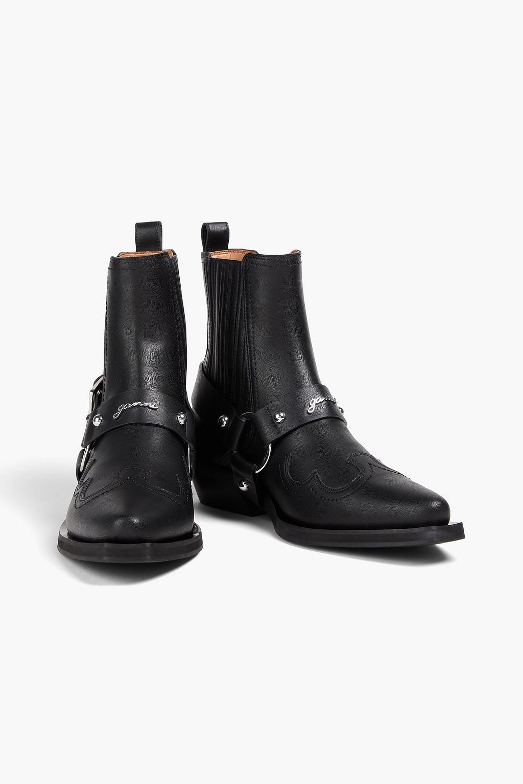 GANNI Buckled leather-blend Chelsea boots