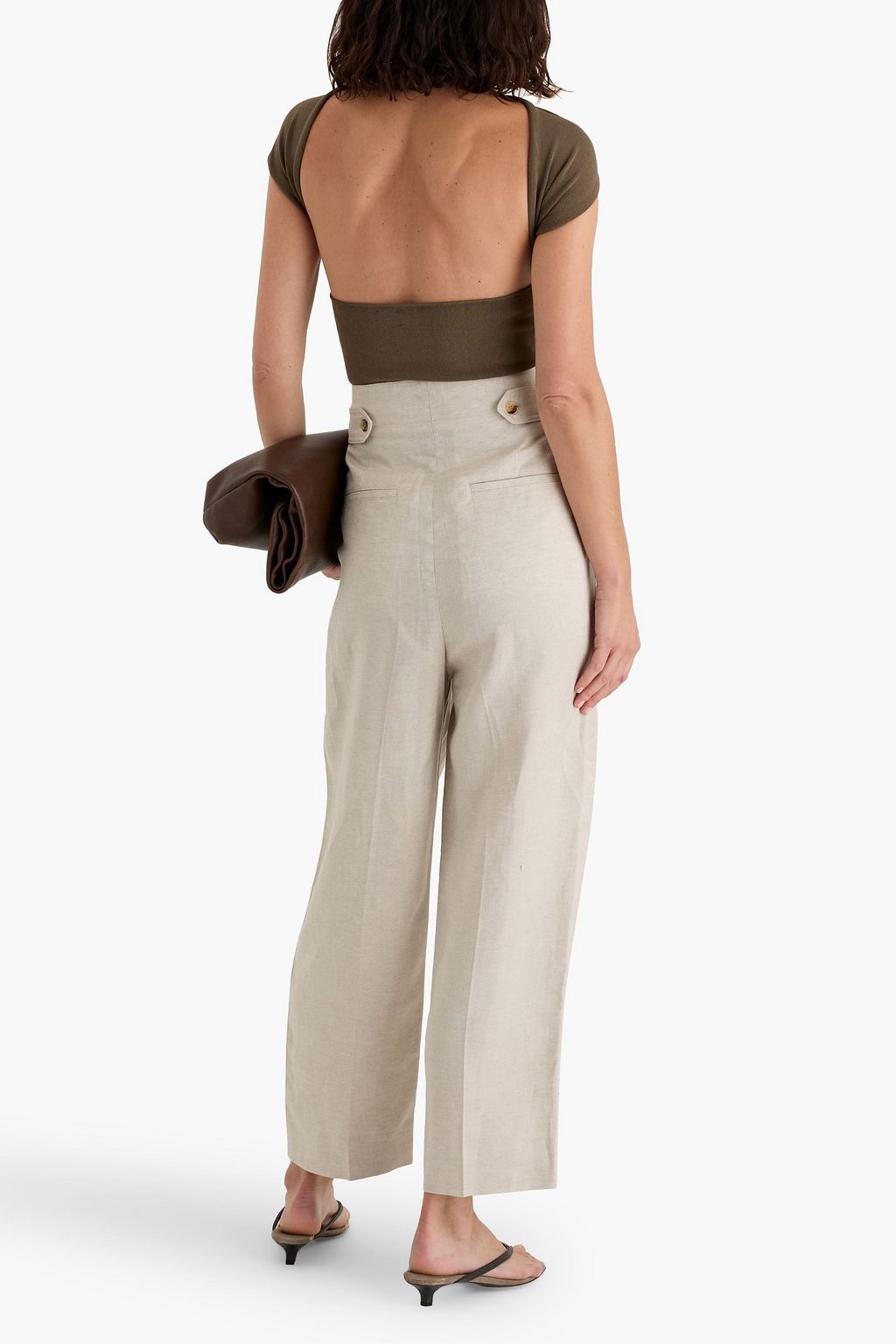 TOTEME Off-the-shoulder cutout stretch-knit top