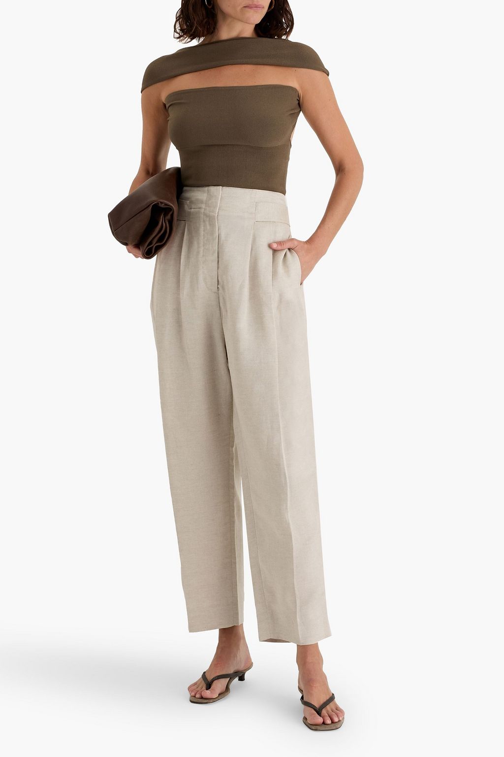 TOTEME Off-the-shoulder cutout stretch-knit top