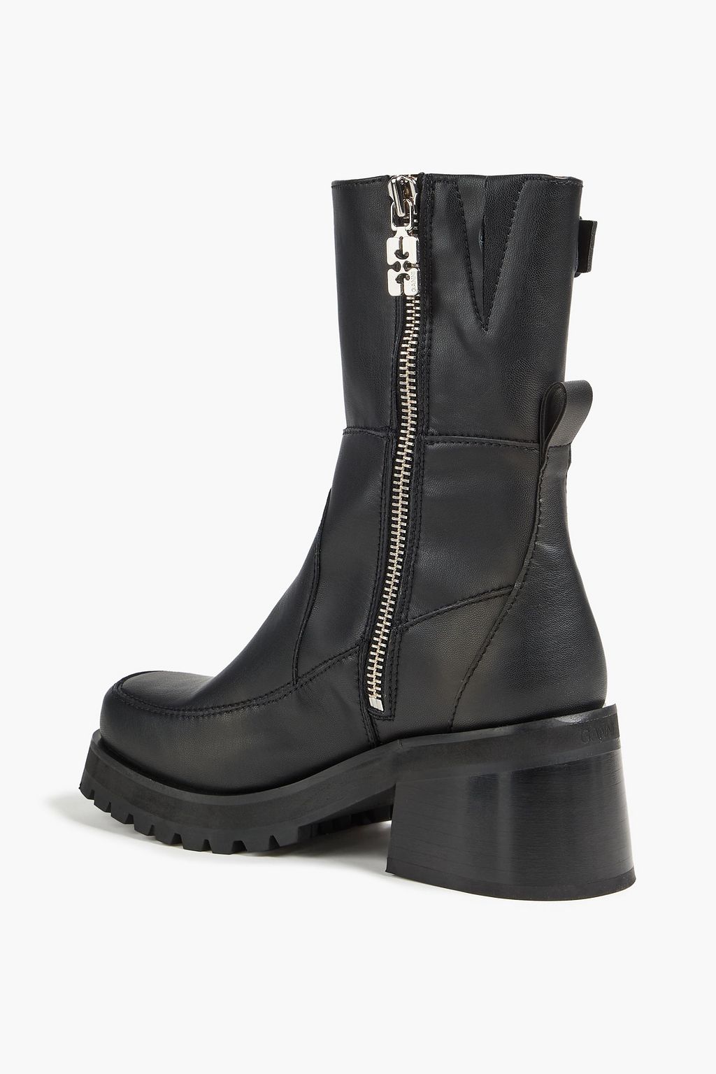 GANNI Ankle Boots aus gemischtem Leder mit Schnalle