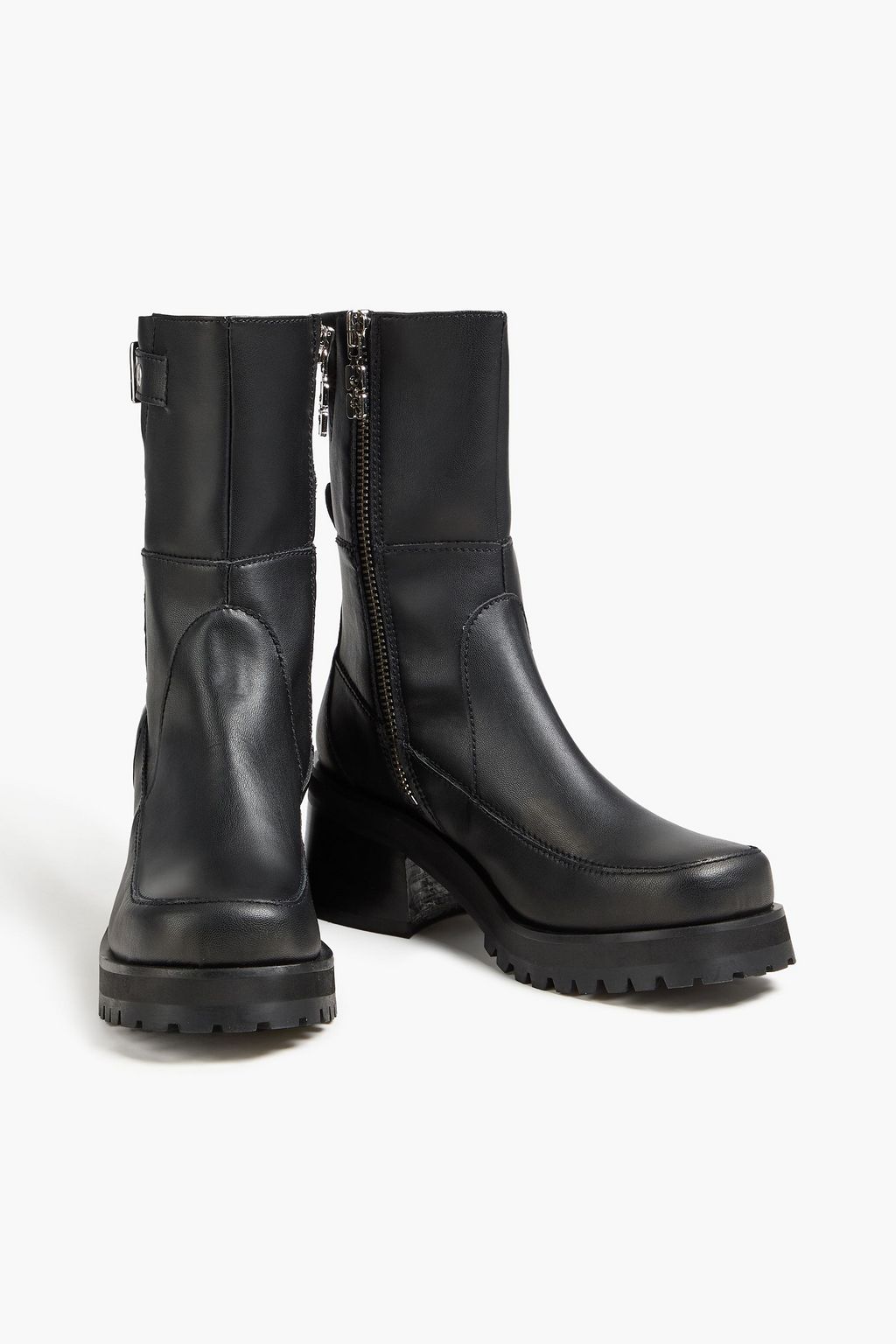 GANNI Ankle Boots aus gemischtem Leder mit Schnalle