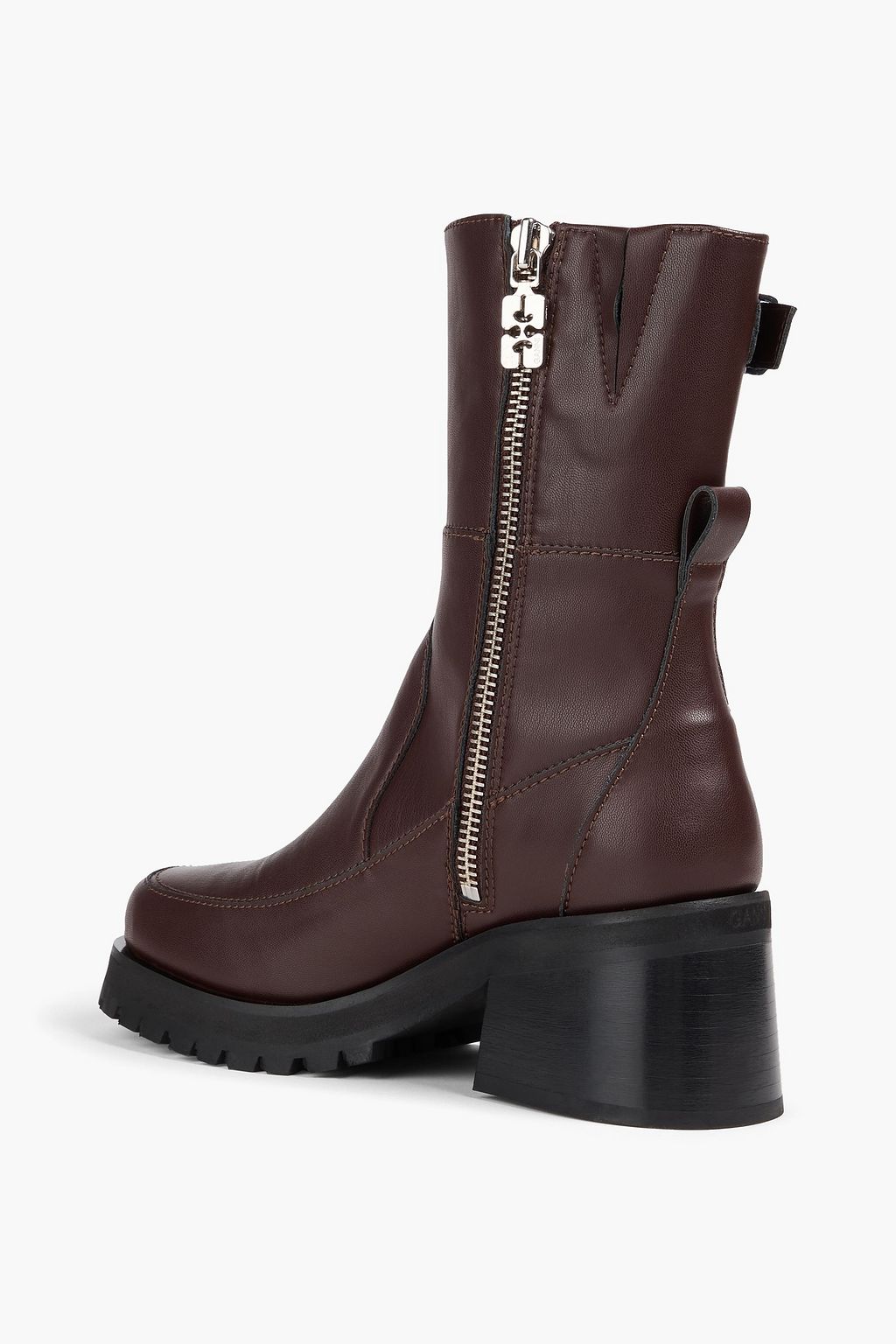 GANNI Buckled leather-blend ankle boots
