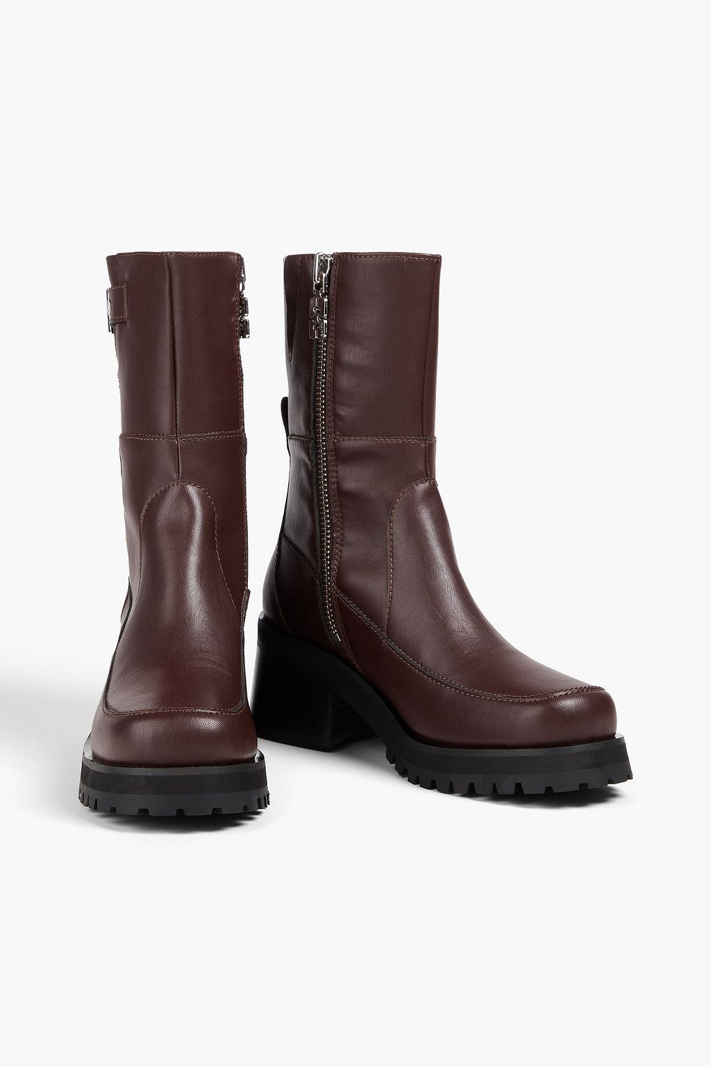 GANNI Buckled leather-blend ankle boots