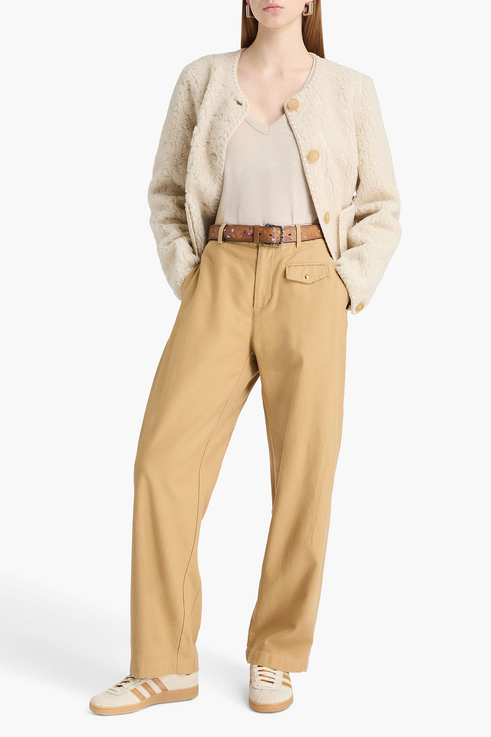 Rag & Bone Renata Cotton-canvas Tapered Pants In Neutral
