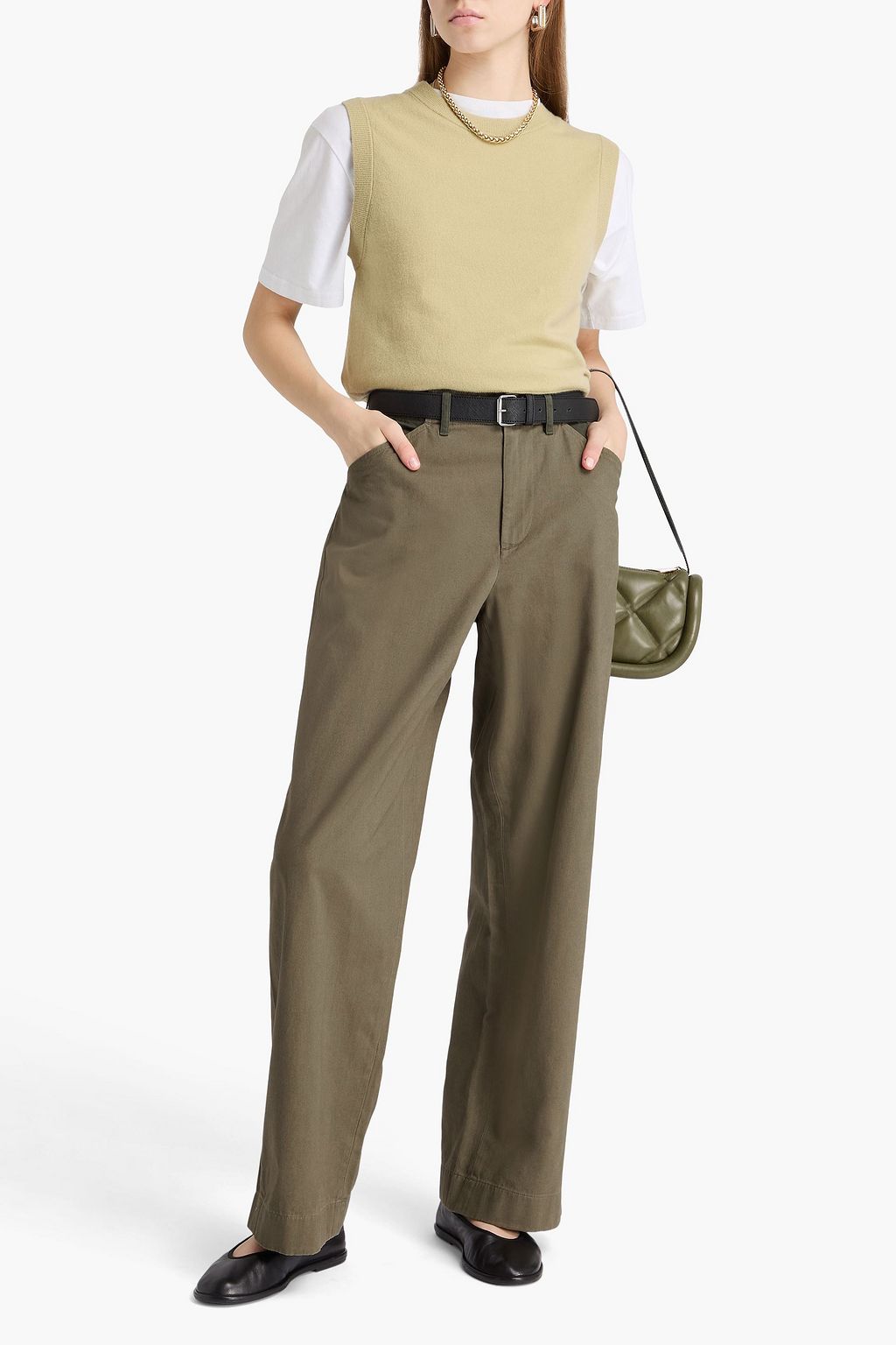 RAG & BONE Banks two-tone cotton-twill wide-leg pants