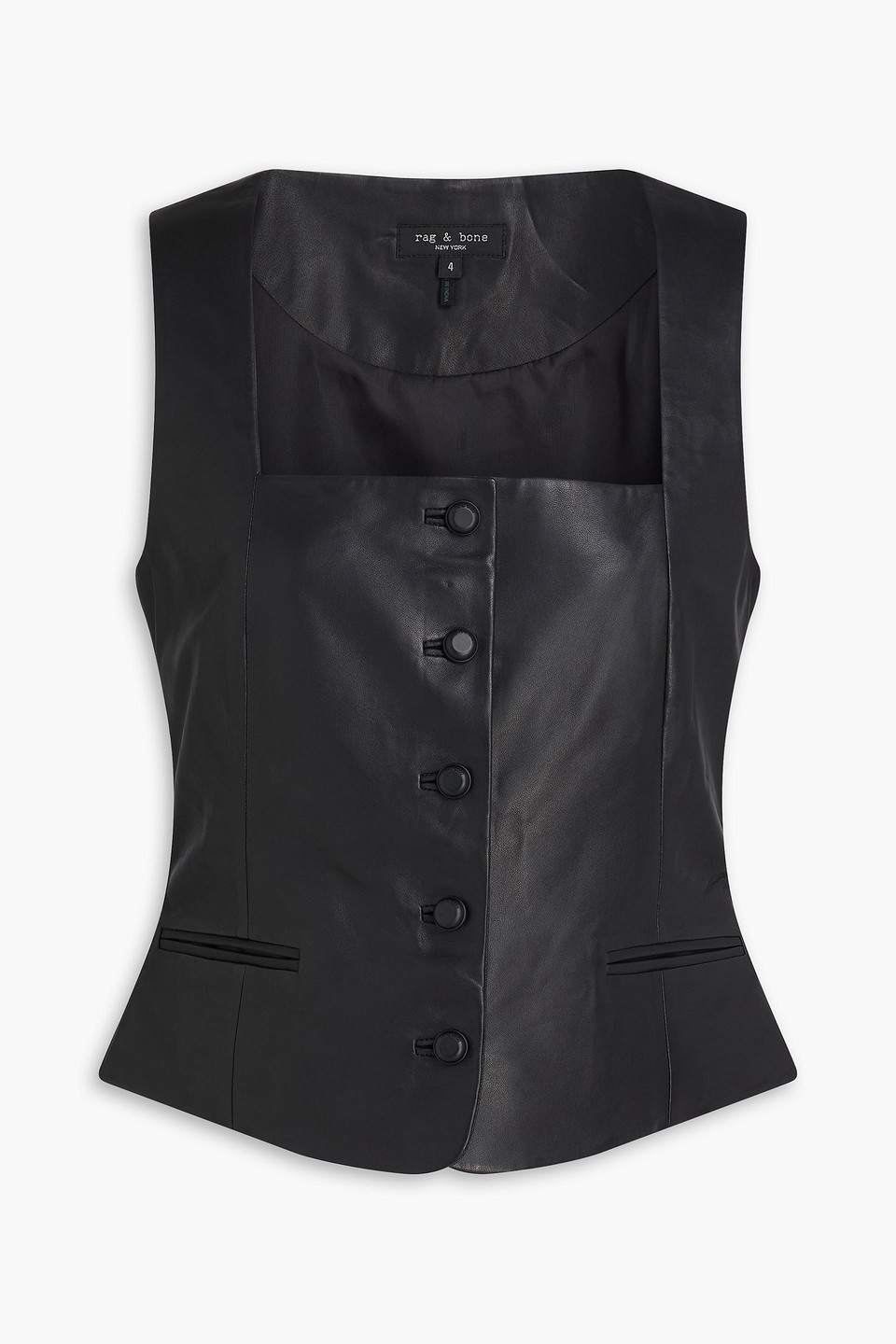 Rag & Bone Mariana Leather Vest In Black