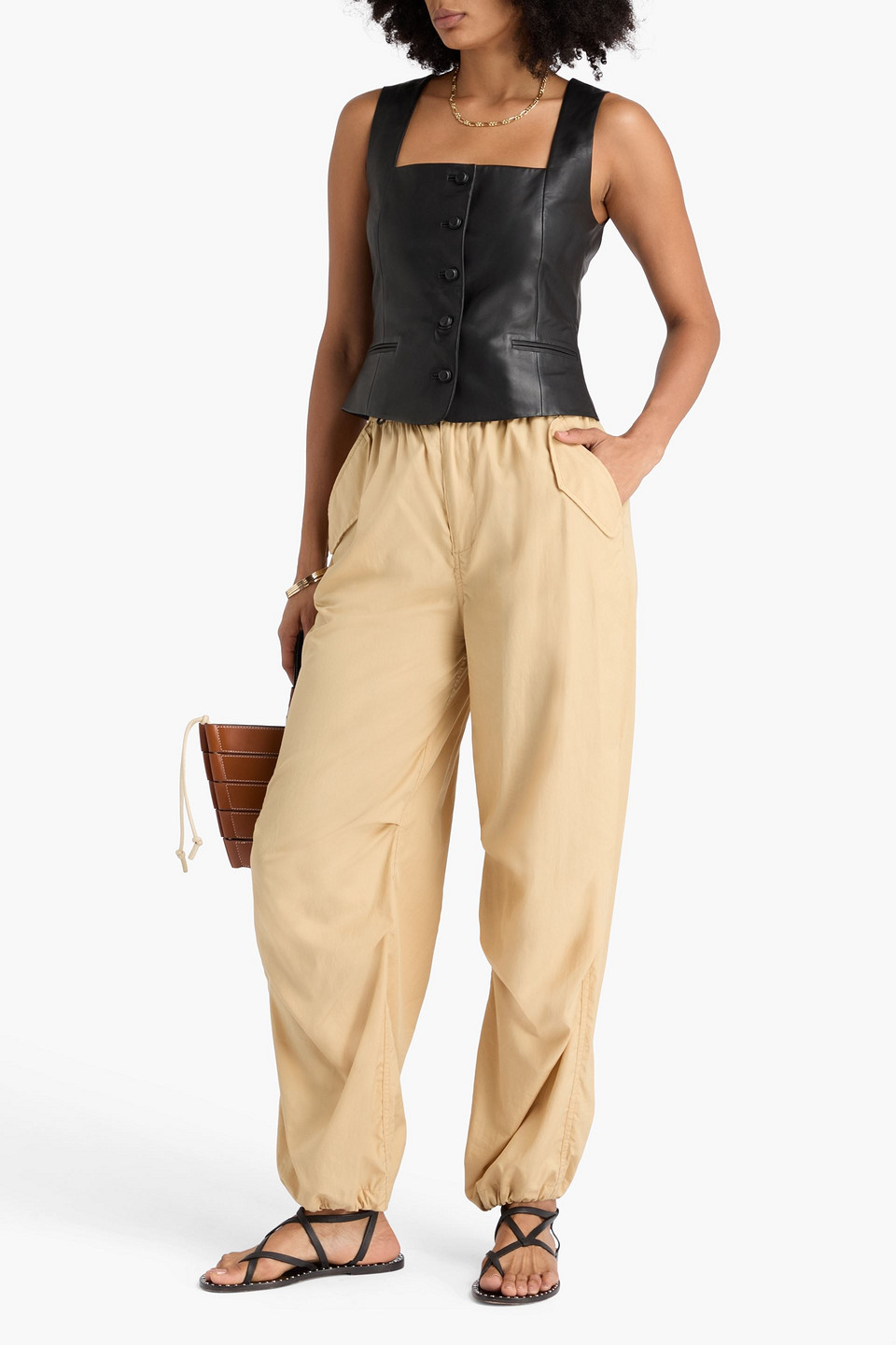 Rag & Bone Mariana Leather Vest In Black