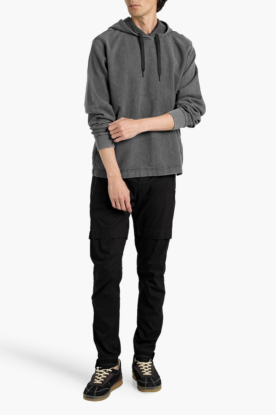 Rag & Bone Stride Faded French Cotton-blend Terry Hoodie In Gray