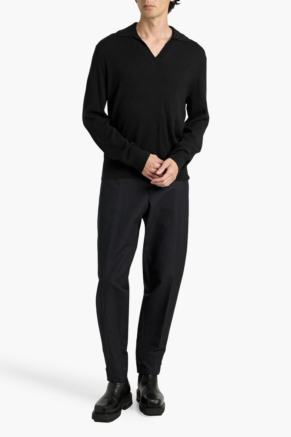 Rag & Bone Downing Cashmere Polo Sweater In Black