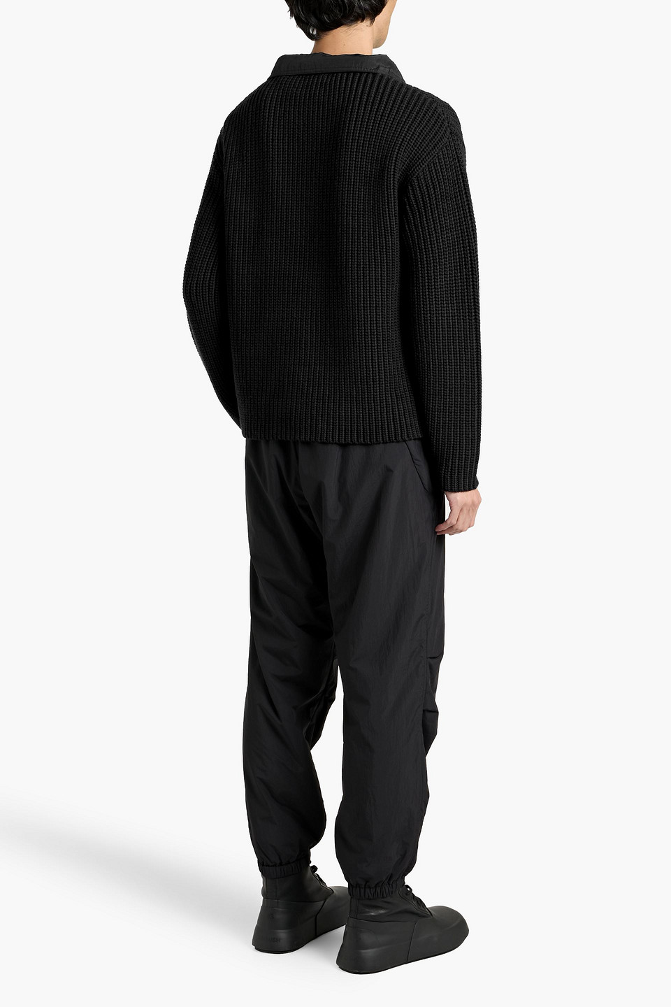 Rag & Bone Sweeney Shell-trimmed Ribbed Wool-blend Sweater In Black