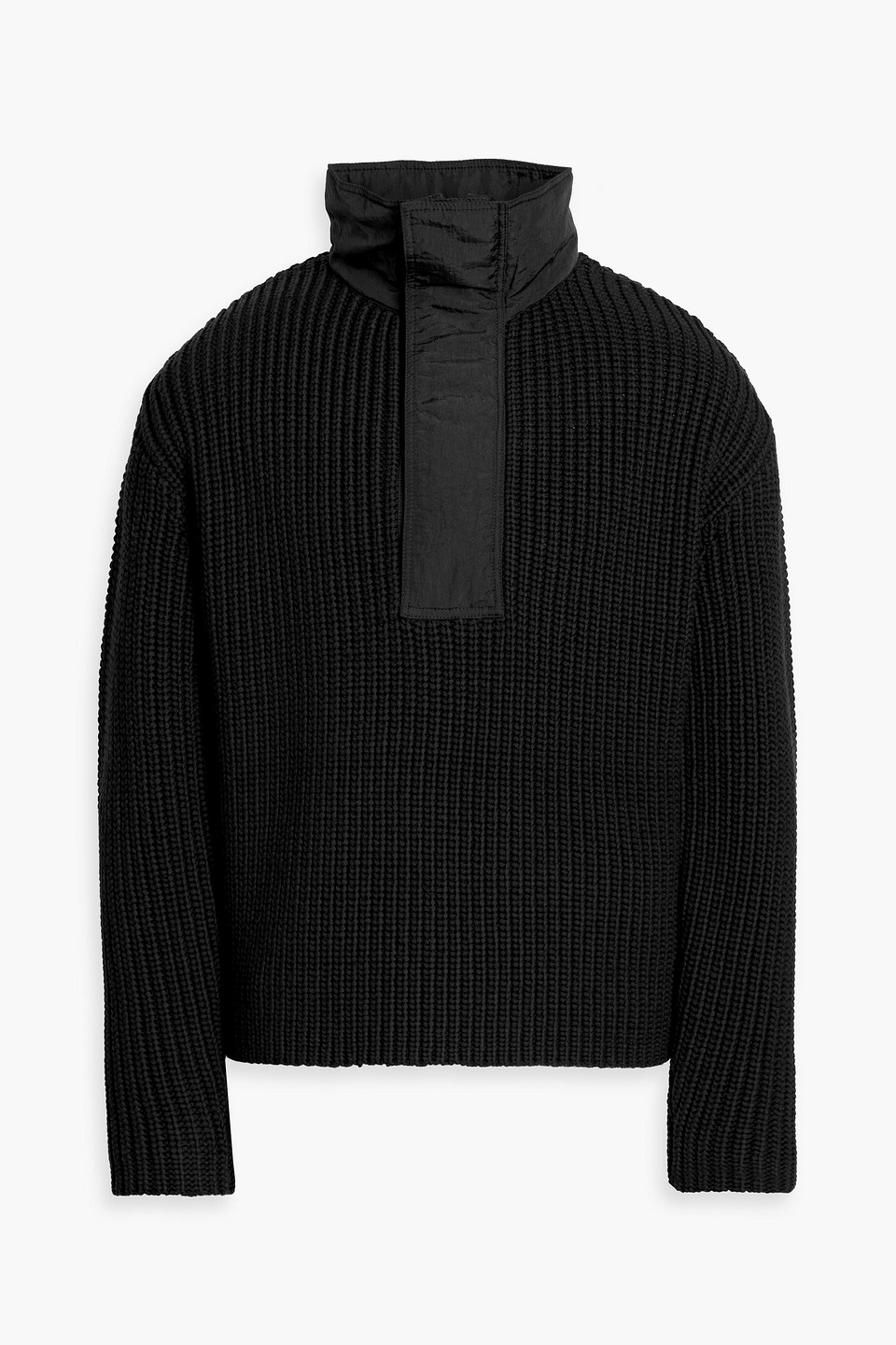 Rag & Bone Sweeney Shell-trimmed Ribbed Wool-blend Sweater In Black