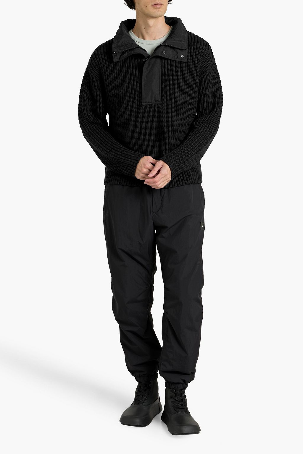RAG & BONE Sweeney shell-trimmed ribbed wool-blend sweater