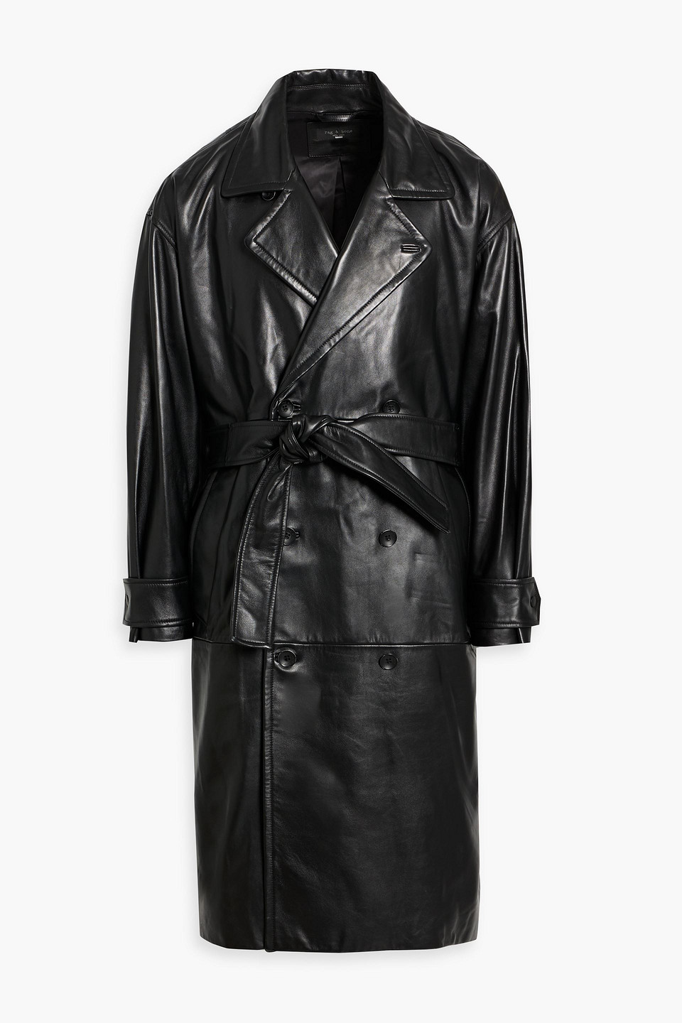 Rag & Bone Tyler Leather Trench Coat In Black