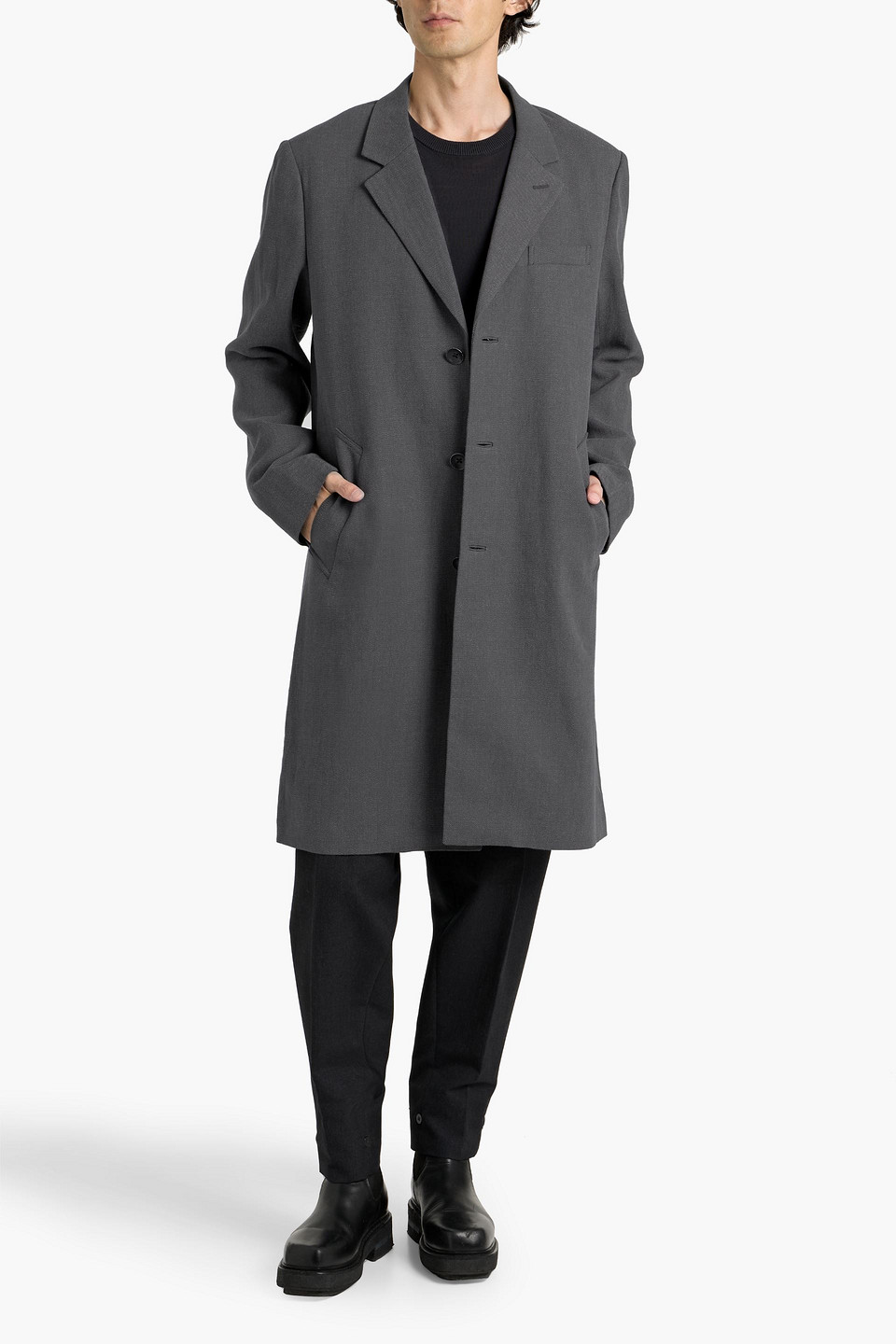 Rag & Bone Lance Wool And Linen-blend Twill Coat In Gray