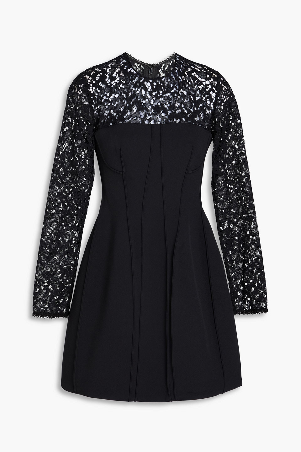 Simkhai Primm Twill-paneled Corded Lace Mini Dress In Black