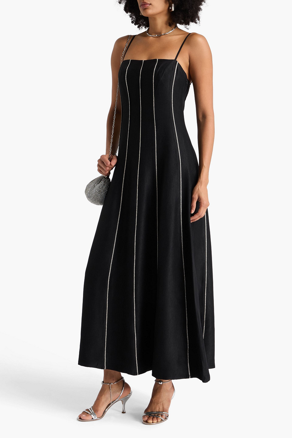 Rag & Bone Kennedy Bead-embellished Crepe Maxi Dress In Black