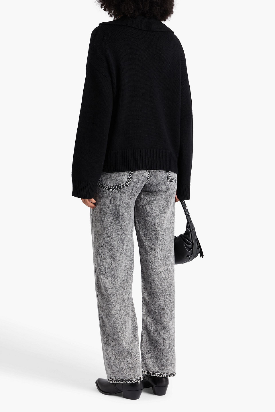  Rag & Bone - Pullover „danica“ Aus Einer Woll-kaschmirmischung Mit Polokragen - Schwarz - Xs 