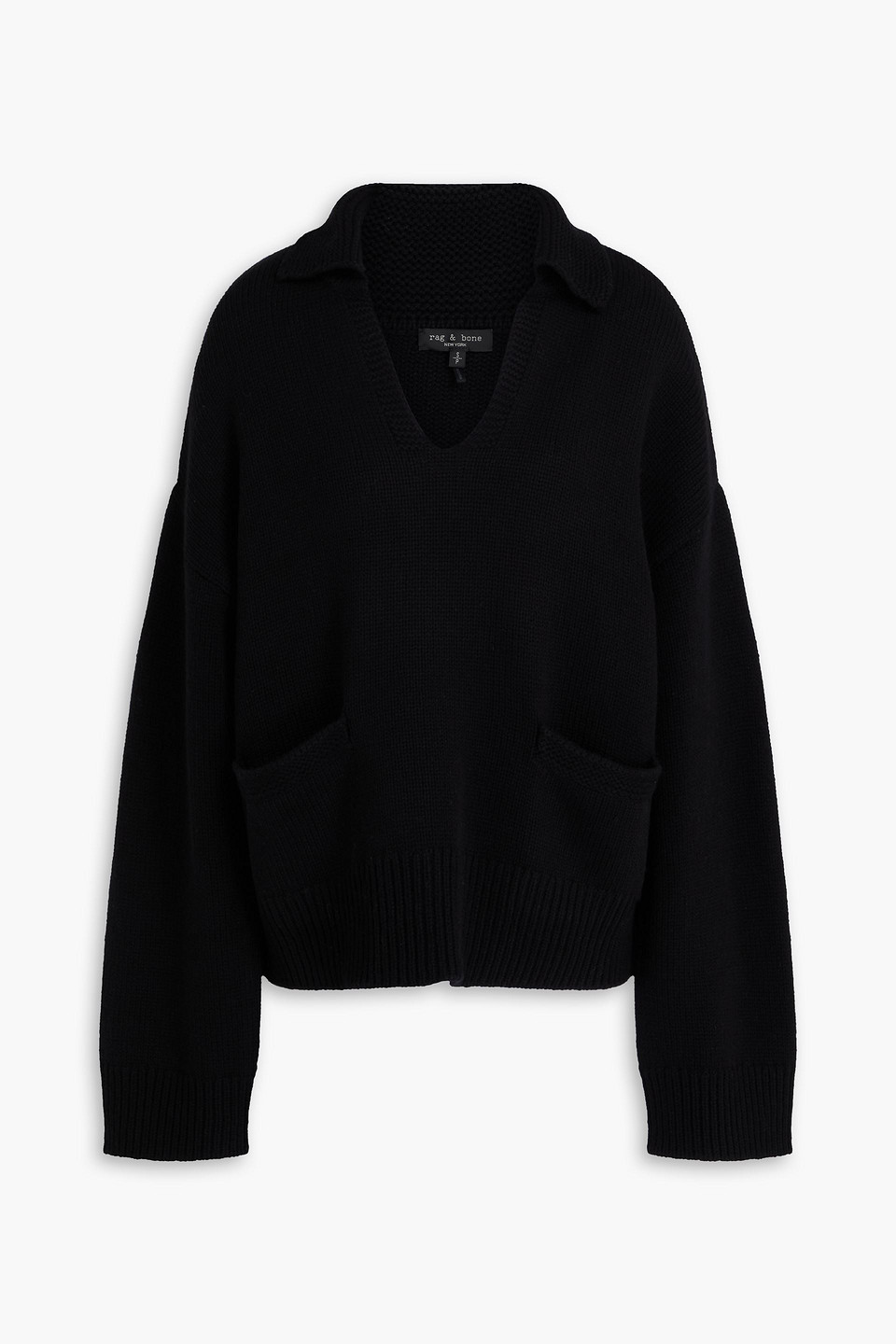 Rag & Bone Danica Wool And Cashmere-blend Polo Sweater In Black