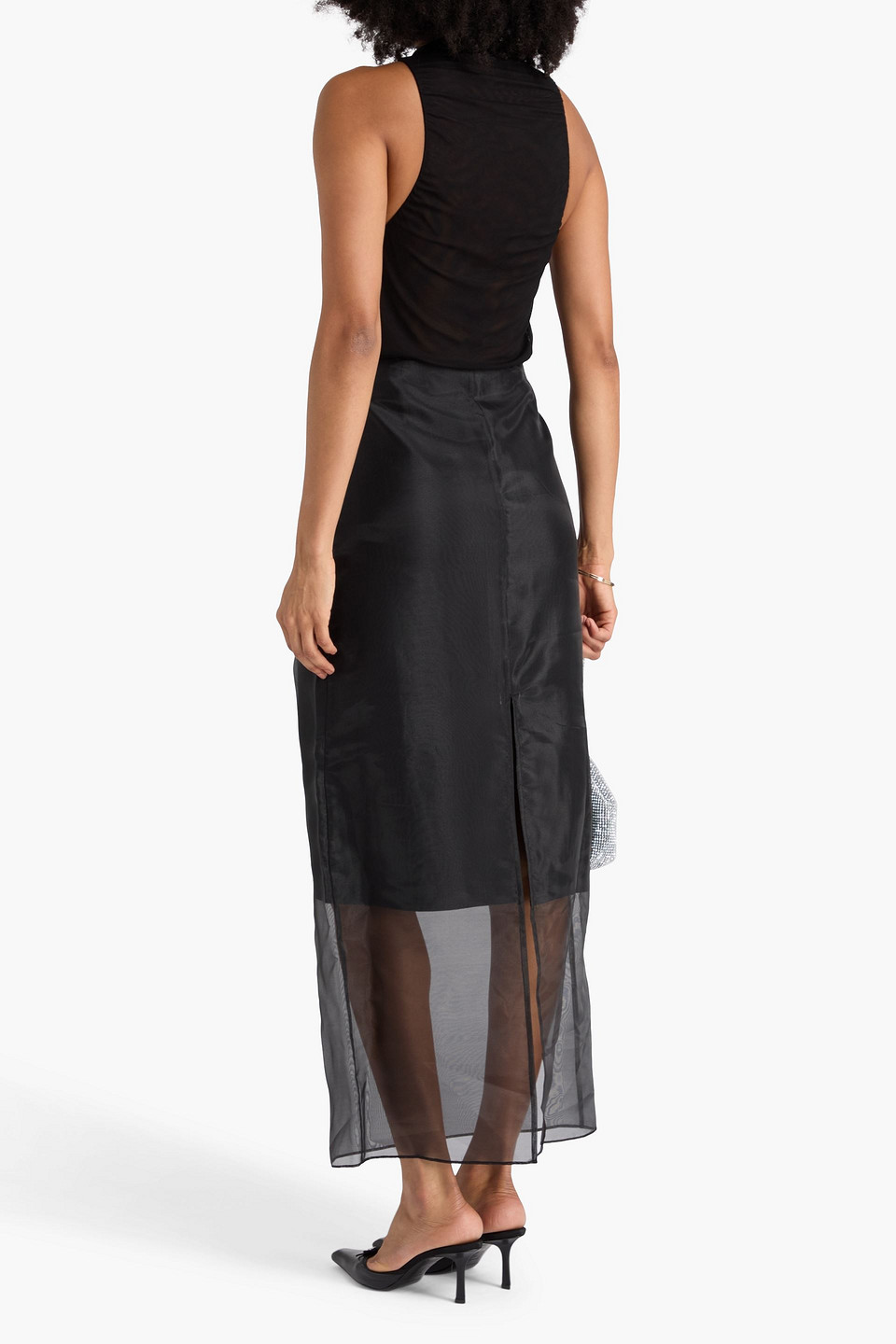 Rag & Bone Annabet Organza Midi Skirt In Black