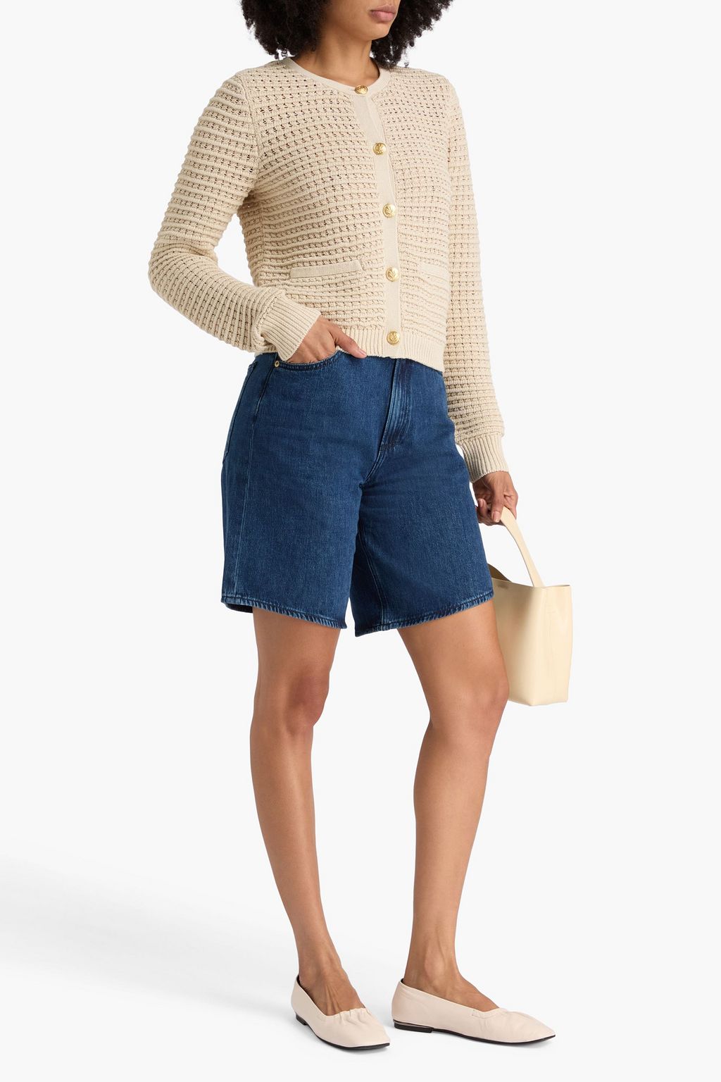 RAG & BONE Marlee pointelle-knit cotton-blend cardigan