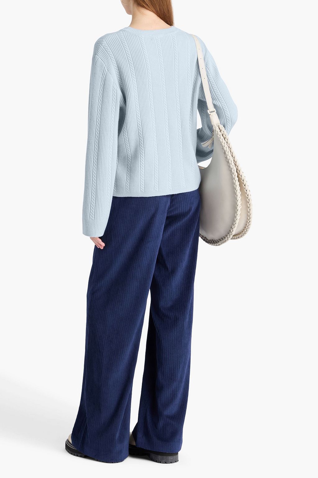 RAG & BONE كنزة من الكشمير بحبكة مجدولة ومضلعة