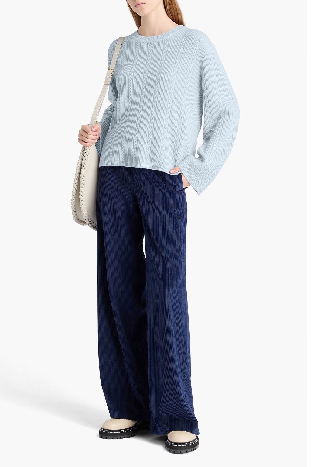 RAG & BONE كنزة من الكشمير بحبكة مجدولة ومضلعة
