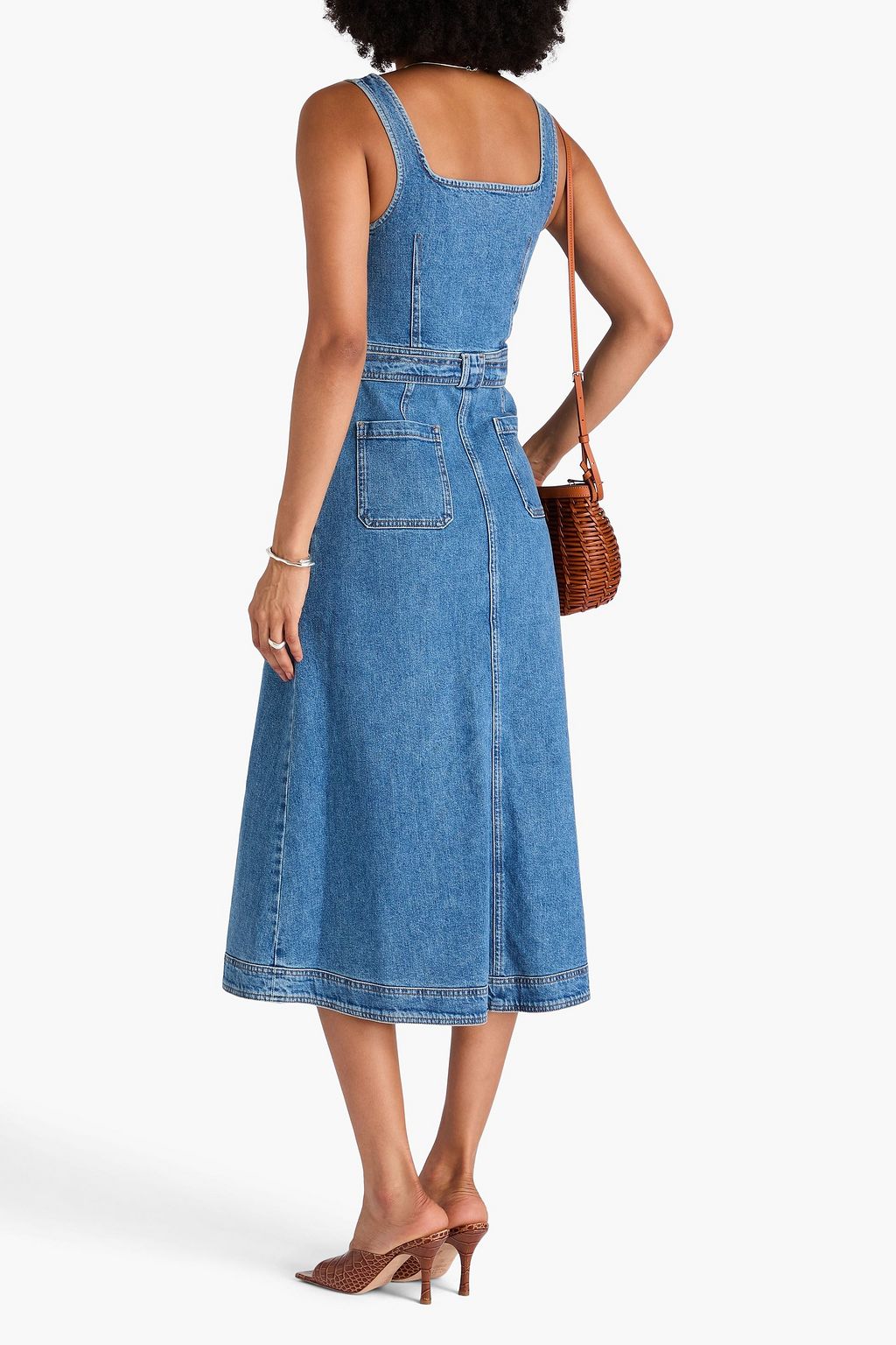 SIMKHAI Manson belted denim midi dress