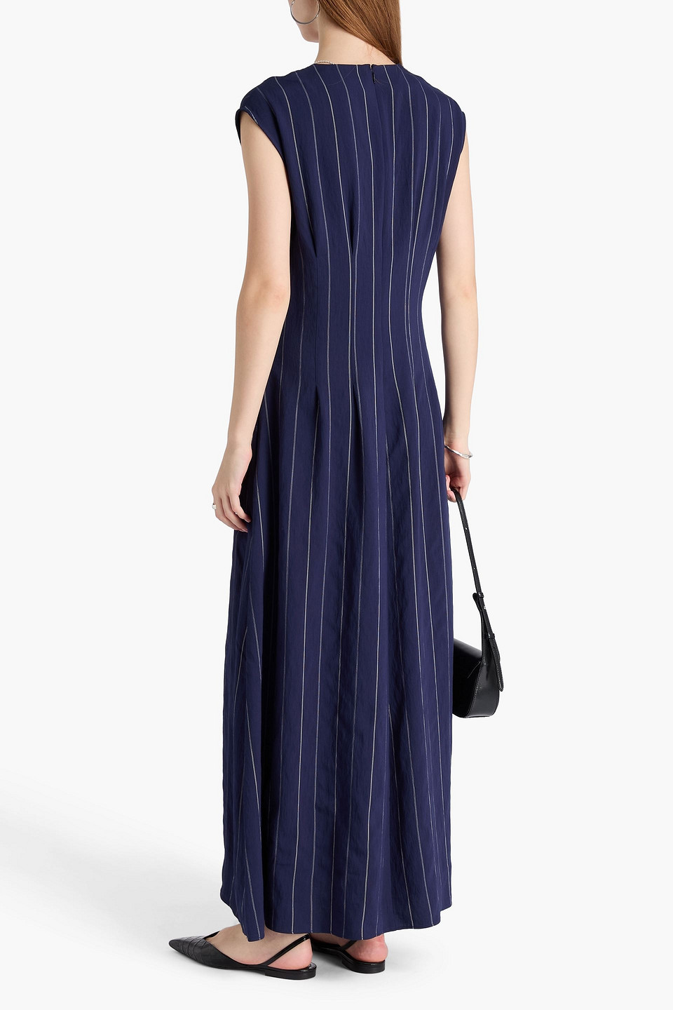  Rag & Bone - Maxikleid „ines“ Aus Webstoff Mit Nadelstreifen Und Falten - Blau - Us 0 