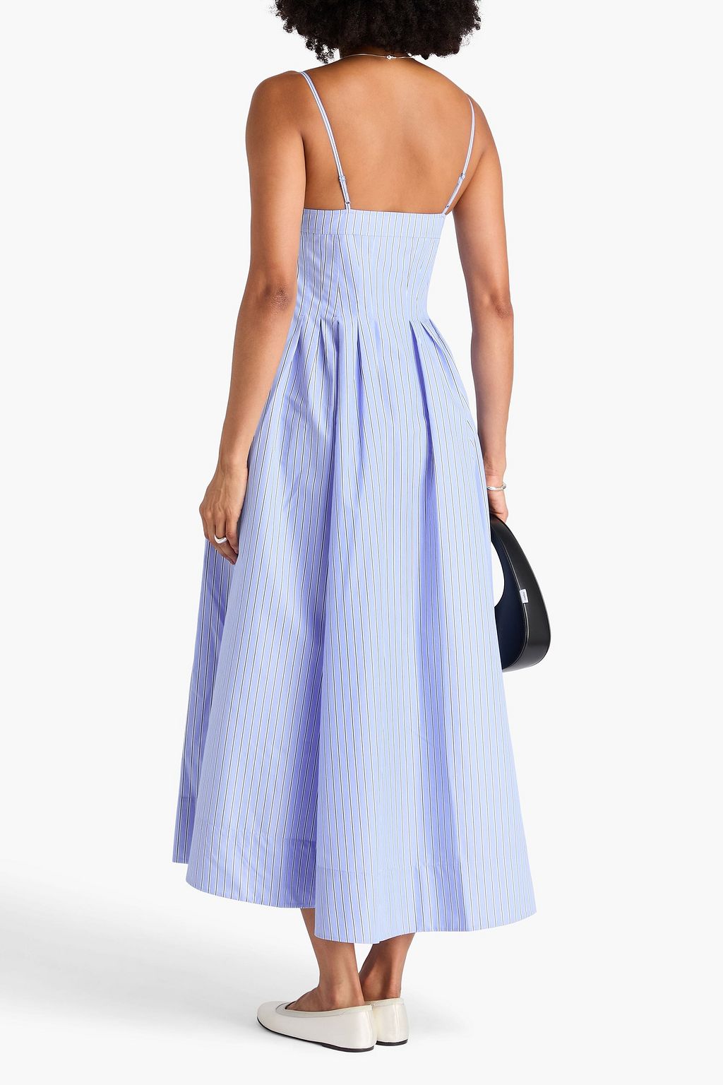 SIMKHAI Kittiya pinstriped cotton-blend Oxford midi dress
