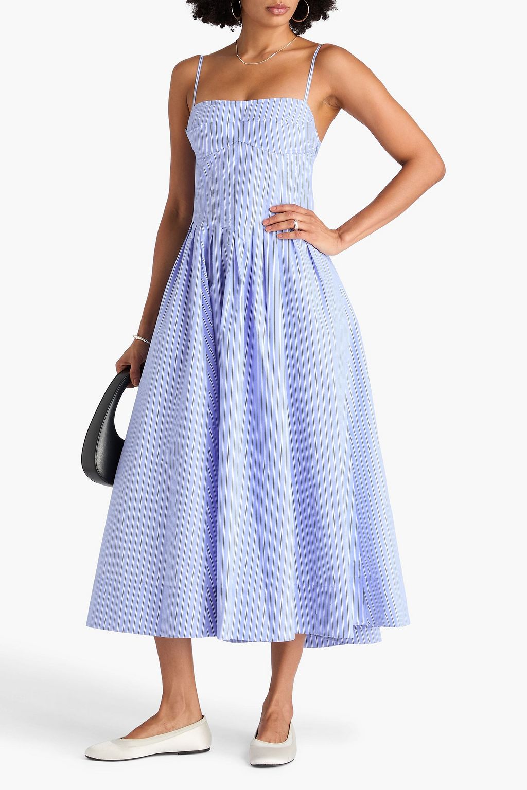 SIMKHAI Kittiya pinstriped cotton-blend Oxford midi dress